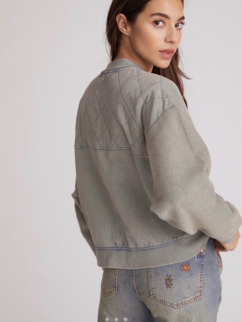 Anthropologie Pilcro Quilted Grey Bomber Jacket - Picture 5 of 11